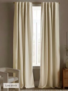Quince European Luxe Linen Blackout ivory curtain panel 96x96 (one panel)